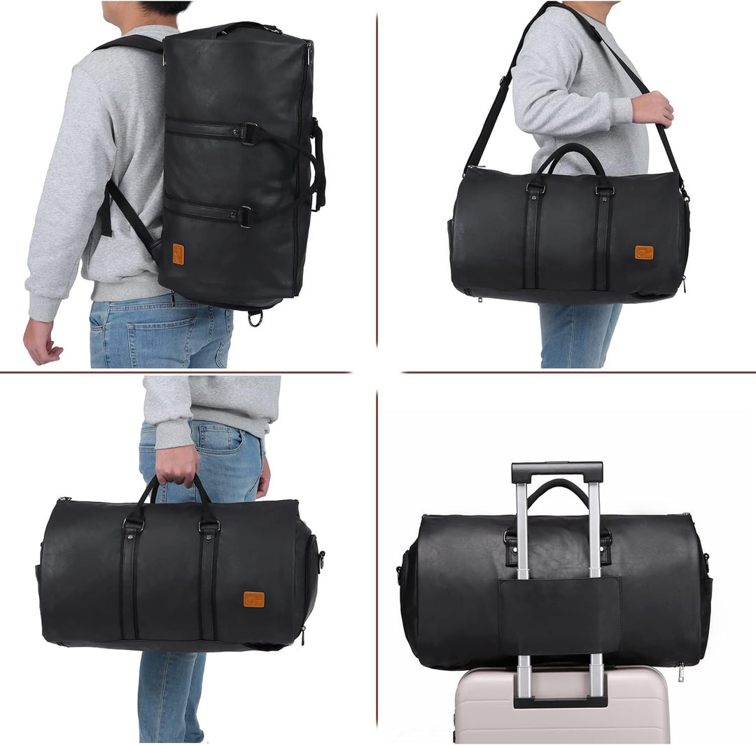 Wrinkle-free garment duffel, keeps suits & shirts crisp for business travel; perfect carry-on.