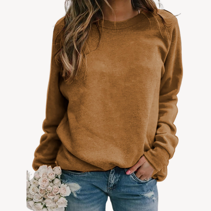 Black Women's Cotton Crewneck Casual Sweatshirt with relaxed fit, ideal for versatile everyday wear and layering.