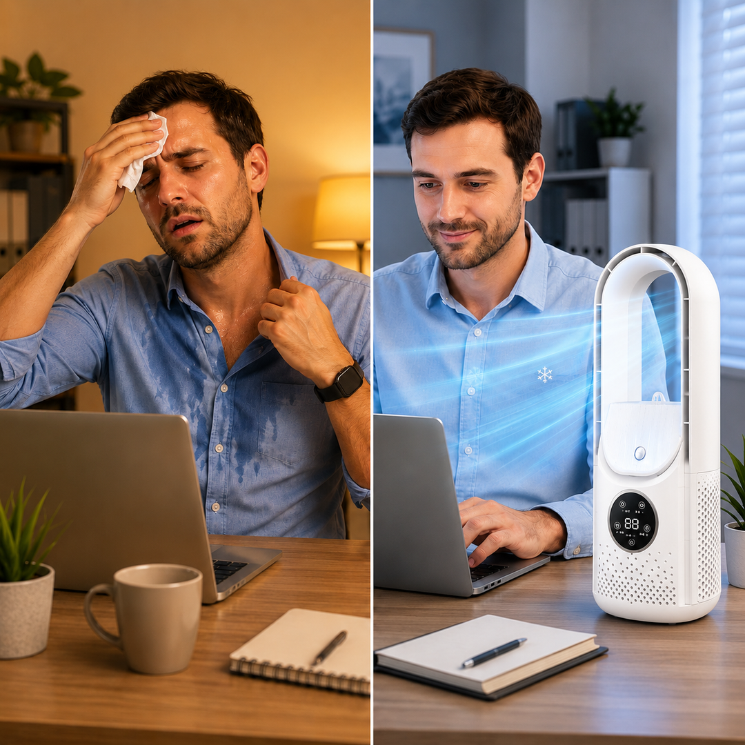 Efficient bladeless cooler providing silent, lightweight personal cooling for any room.
