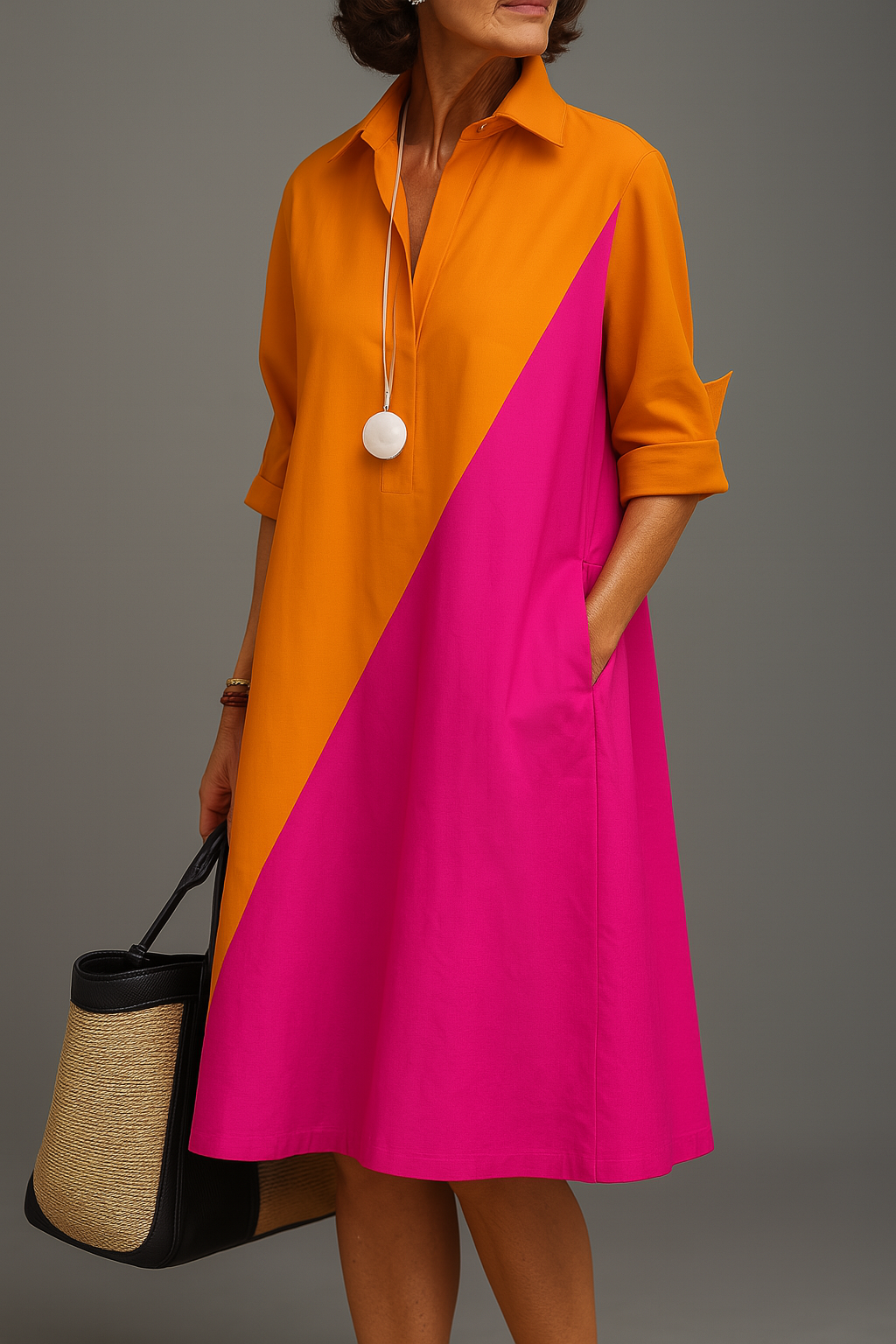Women's elegant flowy midi dress in a vibrant print, perfect for effortless casual style & summer comfort.