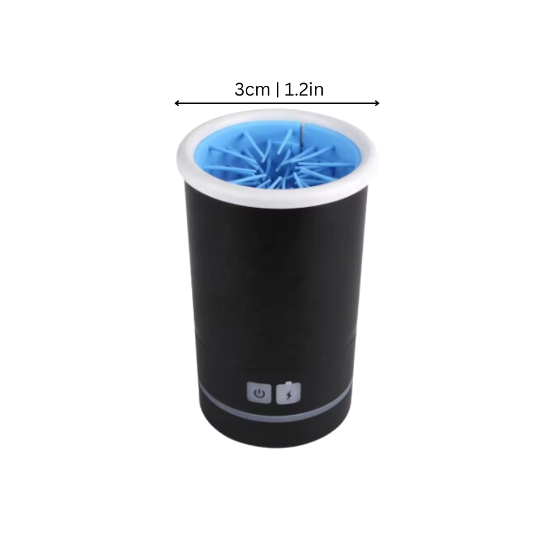 Portable automatic paw cleaner with soft silicone bristles for gentle, quick dog grooming after walks.