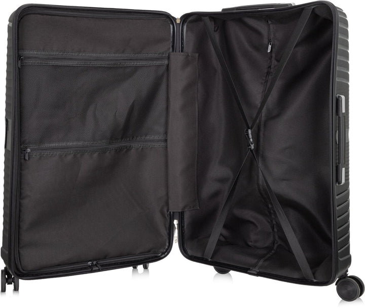 Ready for adventure: Blue hard shell Amalfi suitcase with spinner wheels & secure TSA lock for organized holiday travel.