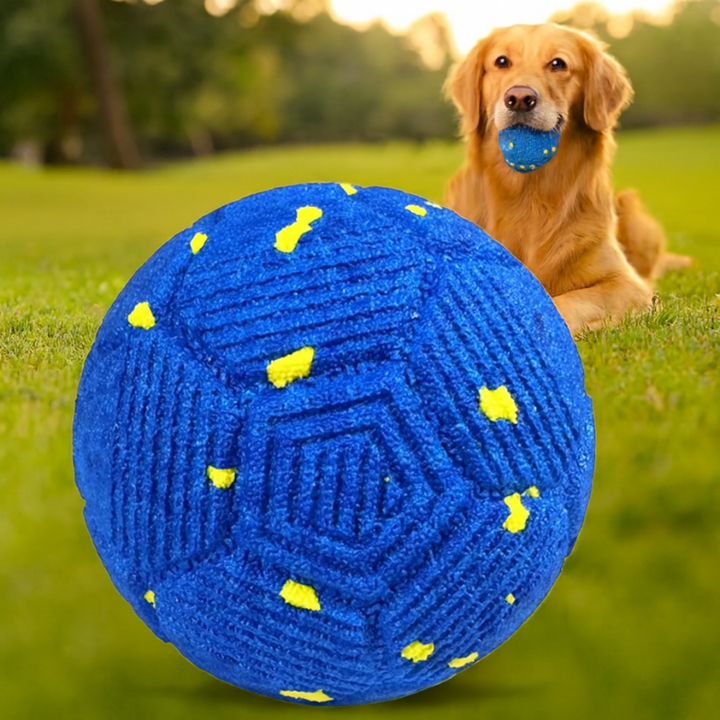 Blue & orange smart interactive dog toy ball, rechargeable e-tpu for pet play & exercise.