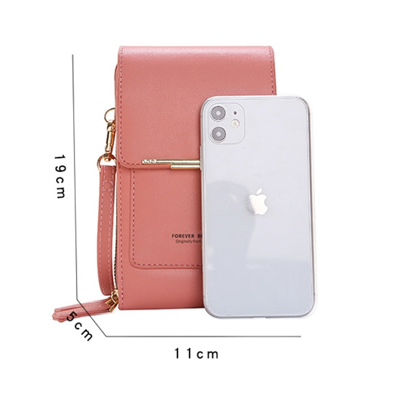 Sophisticated women's PU leather shoulder bag, an everyday carry solution with tech-friendly design.