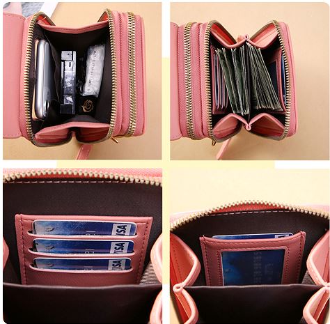 Chic women's shoulder bag, a compact fashion accessory with a dedicated touchscreen phone compartment.