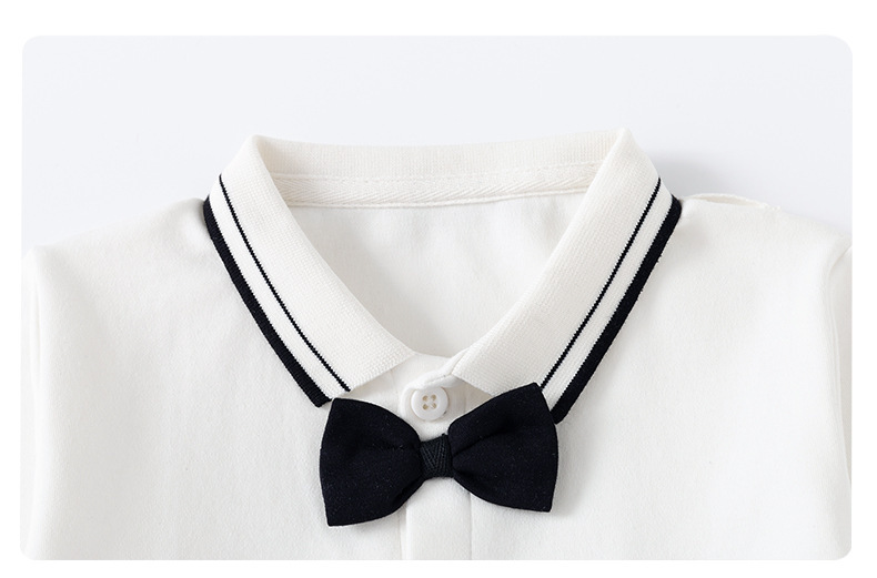 Stylish blue 3-piece formal suit for boys, featuring a waistcoat, shirt, trousers & bow tie.