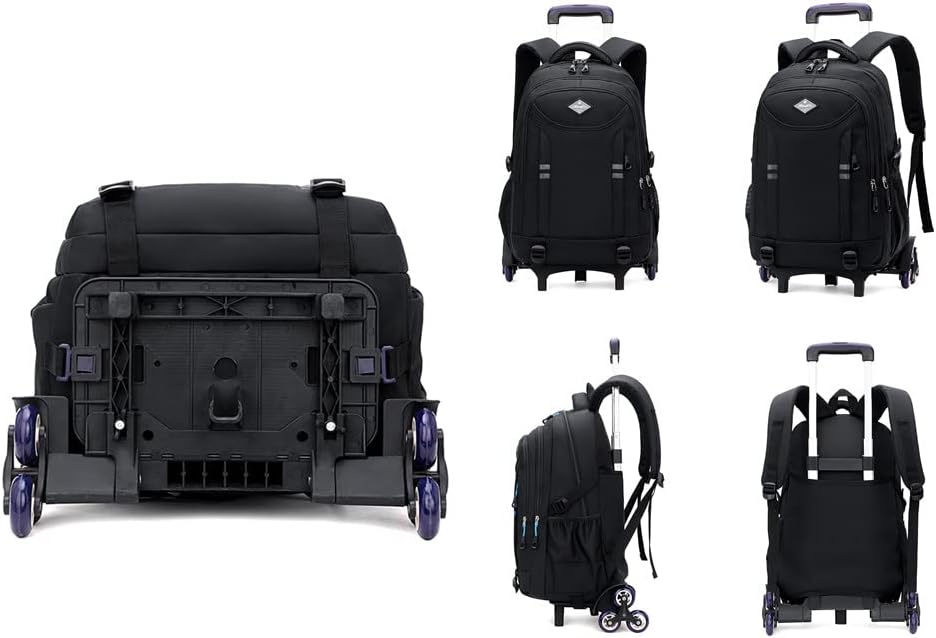 Kids' durable multi-pocket rolling school backpack with convertible trolley function. Perfect for boys.