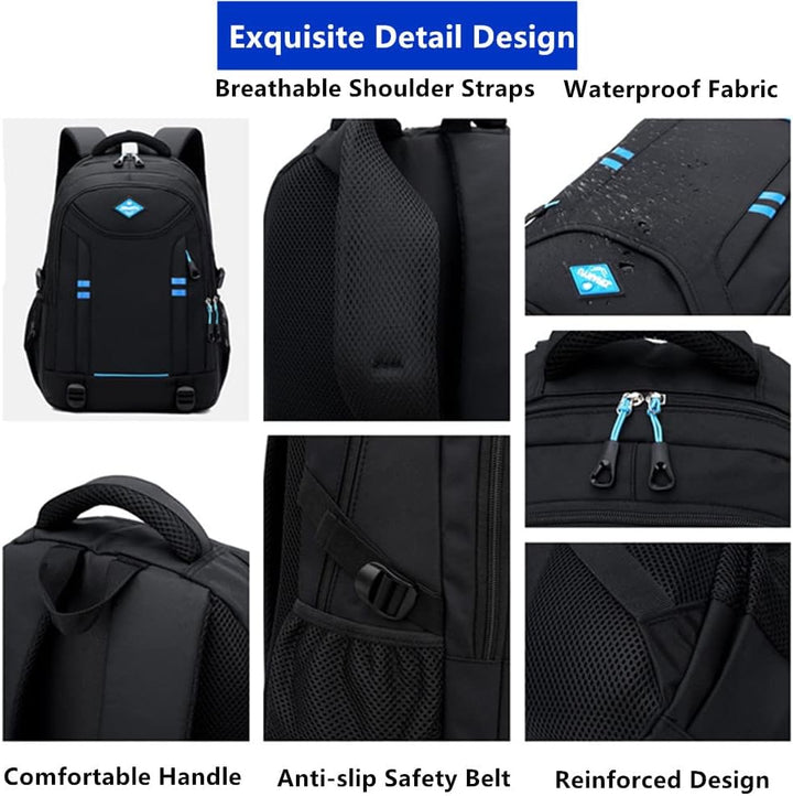 Durable multi-pocket boys' rolling backpack. Convertible school bag and travel trolley for students.