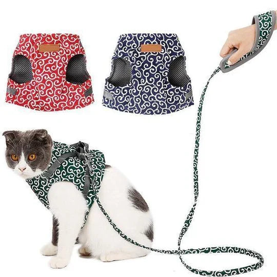 Secure, adjustable cat harness & leash; essential pet accessory for comfortable feline outdoor walks.