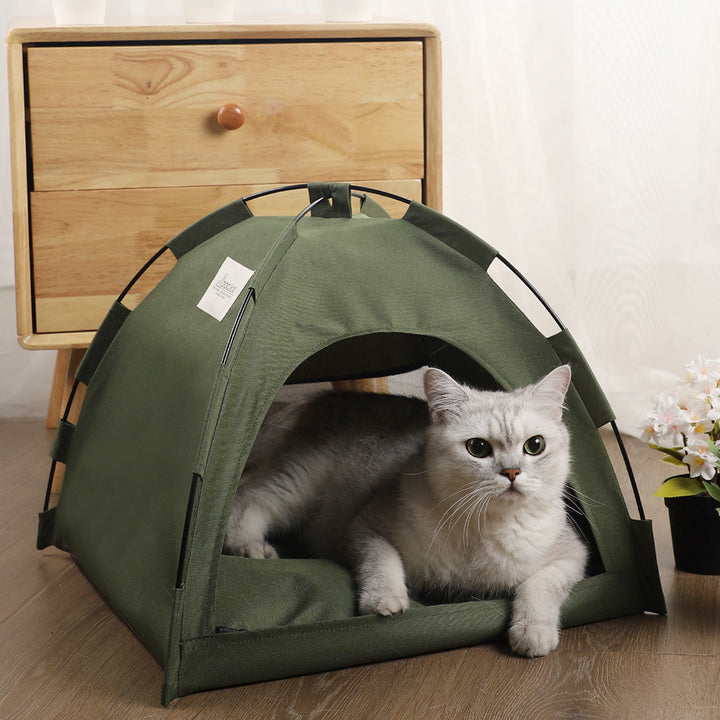 Breathable cooling cat tent provides a cozy, shaded hideaway for pets, ideal for summer relaxation.