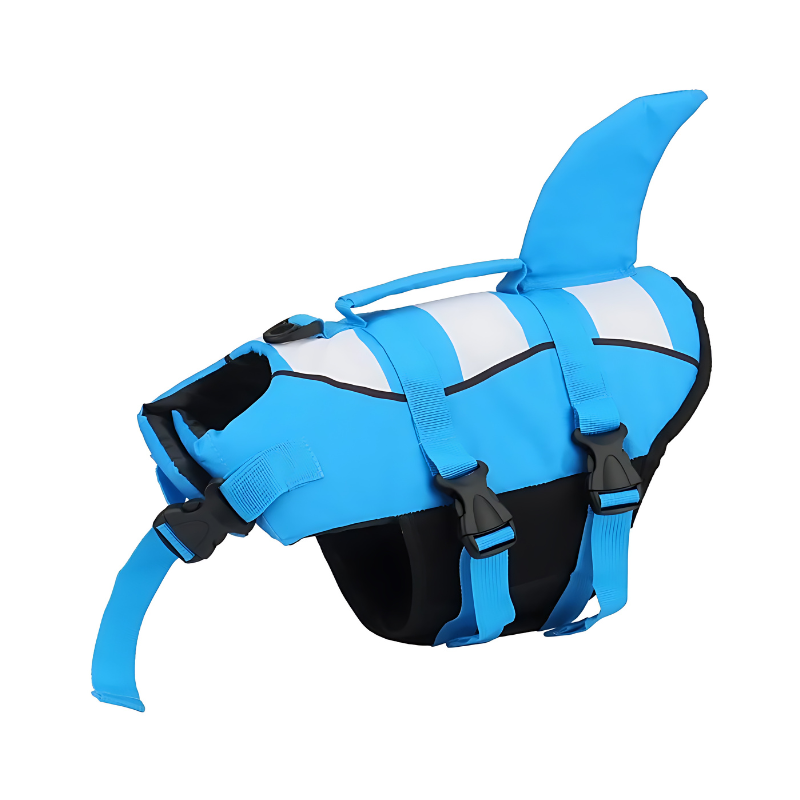 Secure dog swim jacket with adjustable straps & rescue handle. Essential pet life vest for water safety & training.