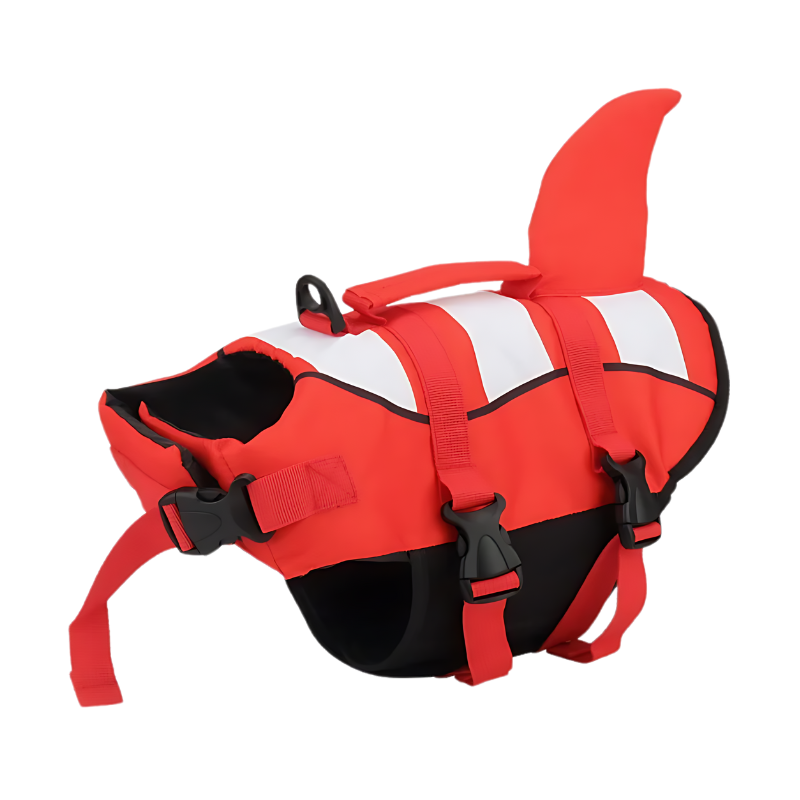 Durable dog life jacket ensuring pet water safety. Adjustable design for secure fit during swimming lessons & outdoor fun.