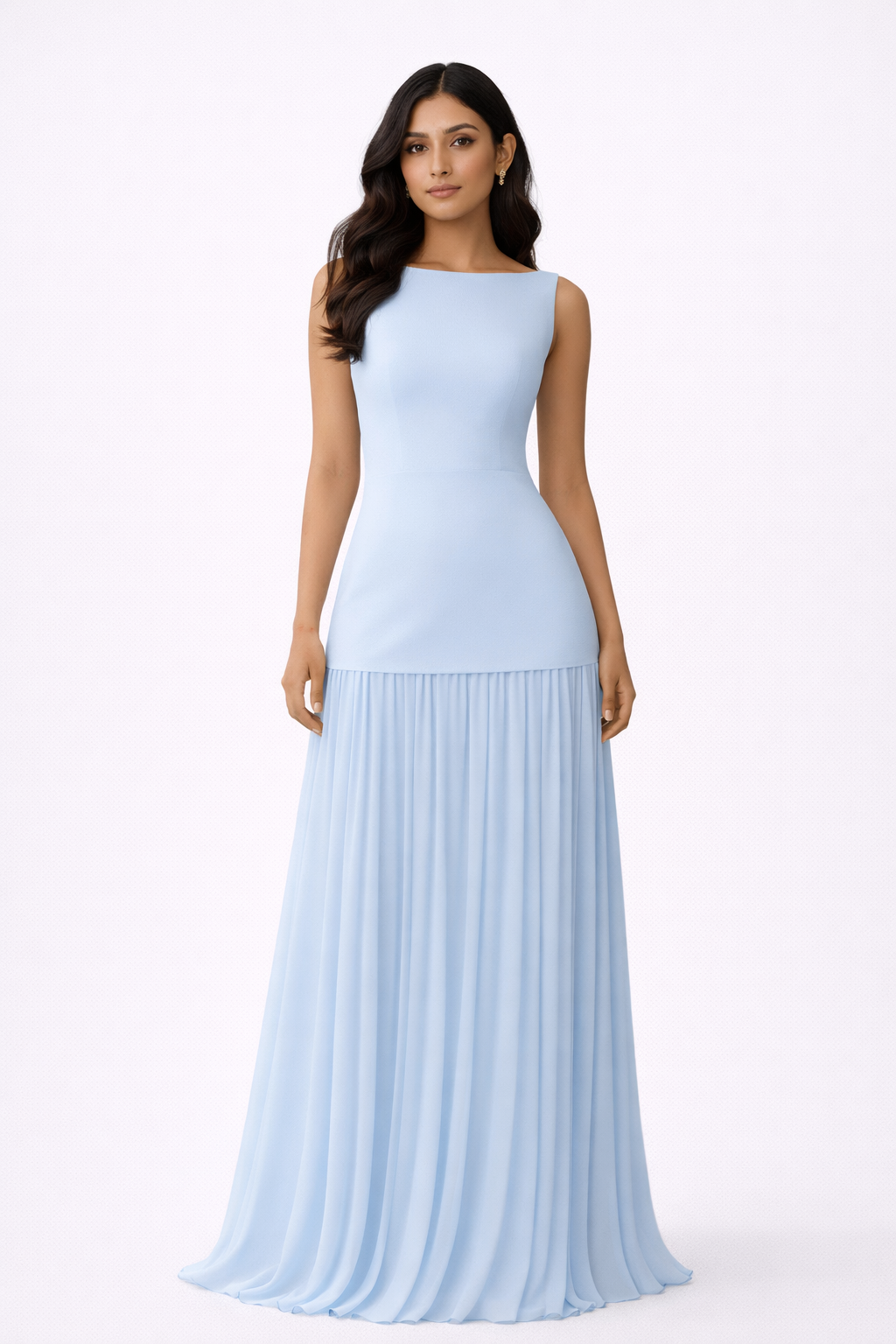 Flowy women's pleated dress in a beautiful color, a perfect choice for formal events, weddings, and evening wear.