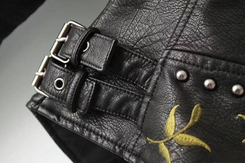 Women's Floral PU Leather Jacket