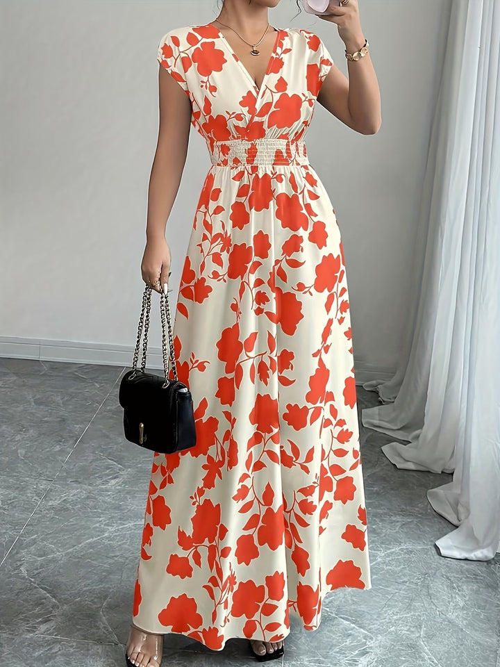 Women's elegant black V-neck sleeveless midi dress. Perfect for summer & casual events.