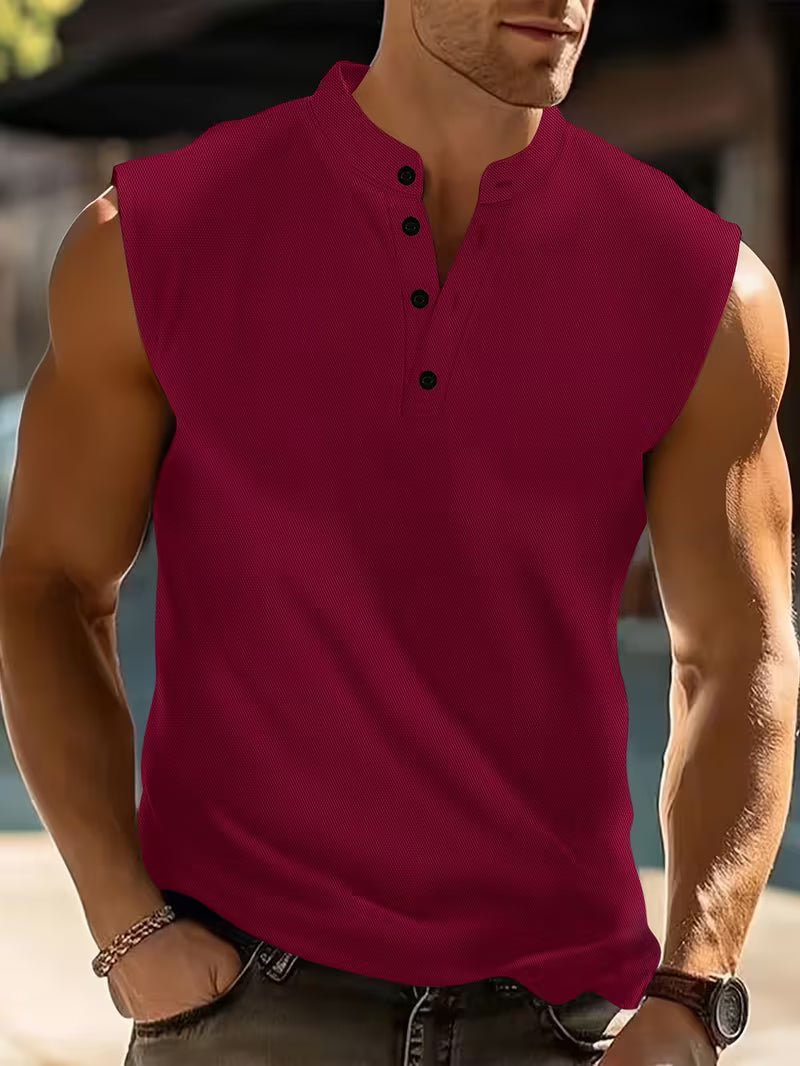 Ultra-comfortable men's breathable sleeveless t-shirt, lightweight design for active men & summer.