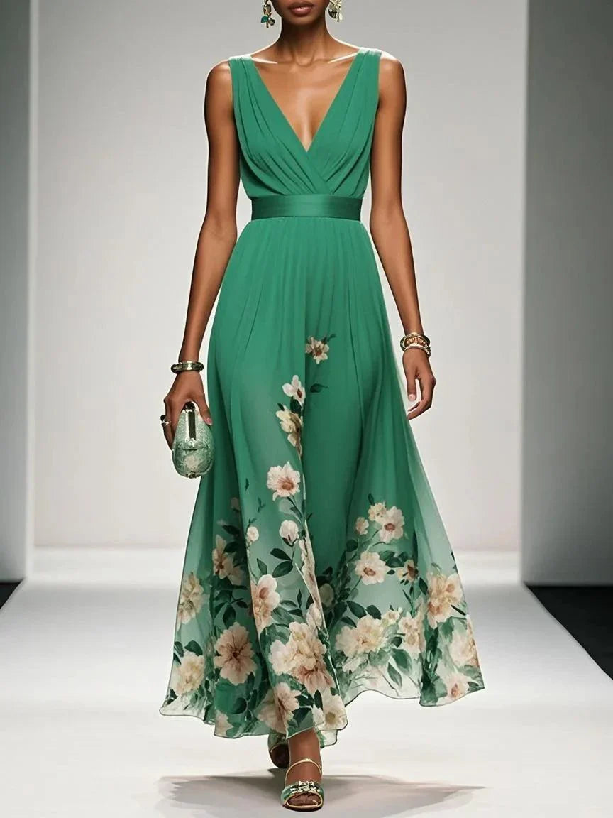 Versatile women's floral maxi dress; elegant summer party dress or comfortable daytime wear.