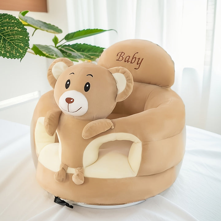 Soft plush toddler support chair, designed for comfortable sitting and safe playtime for growing babies.