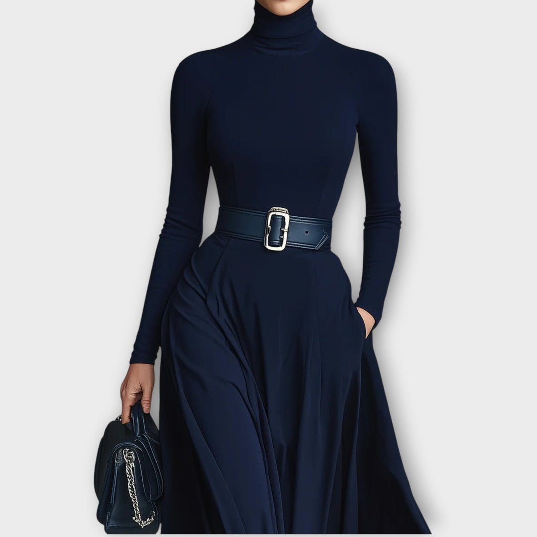 Flattering women's high-neck maxi dress in timeless style for special occasions or party wear. Elegant & sophisticated.
