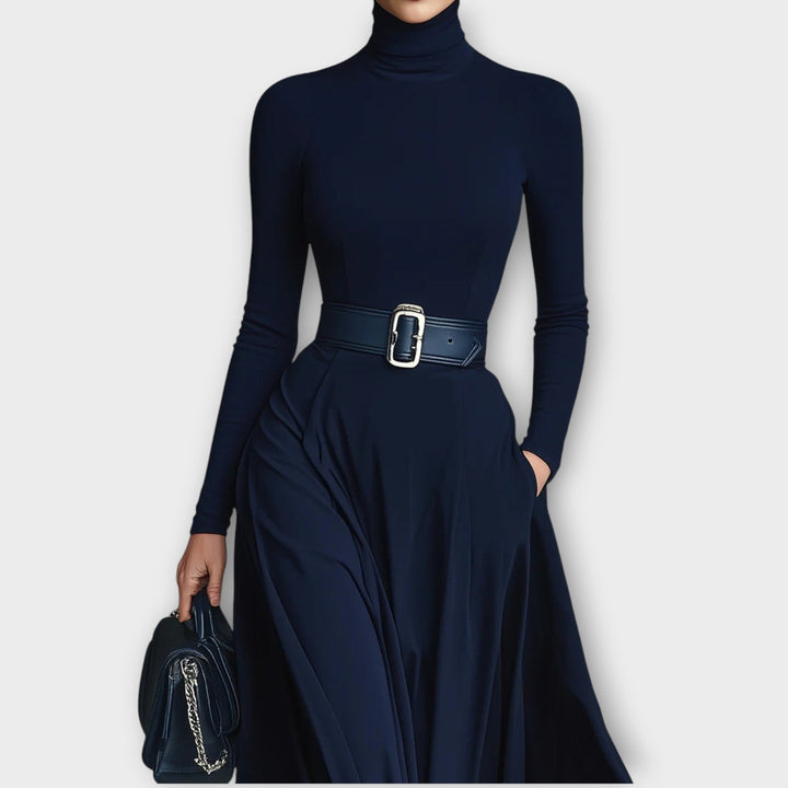Flattering women's high-neck maxi dress in timeless style for special occasions or party wear. Elegant & sophisticated.