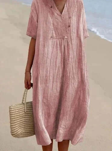 Women's comfortable sundress, great for summer vacation outfits or casual warm-weather style. Easy care.