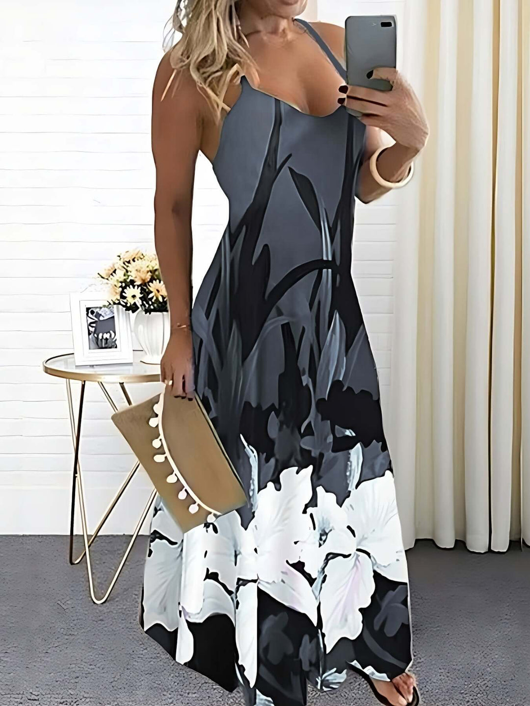 Women's Floral Print Spaghetti Strap Dress