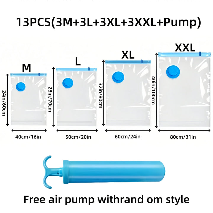 Set of extra large reusable vacuum bags for effective space-saving in any home.