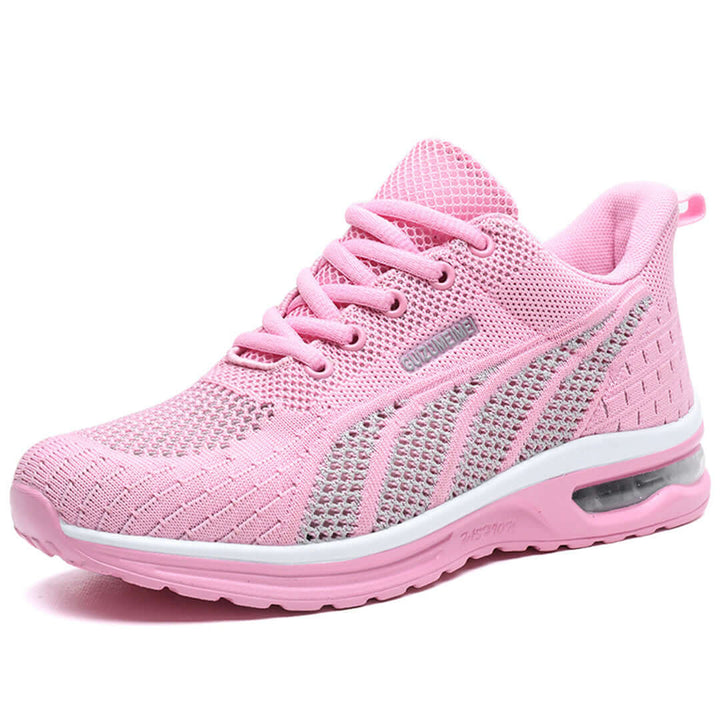 Women's Breathable Mesh Lace-Up Cushioned Sole Sneakers