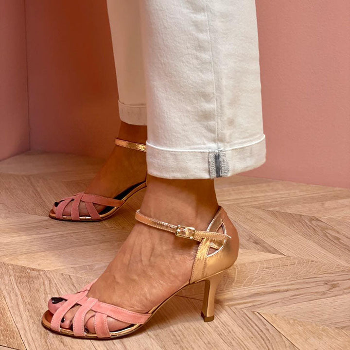 Stylish pink high heels: women's peep toe stiletto dress shoes for elegant party wear & comfort.