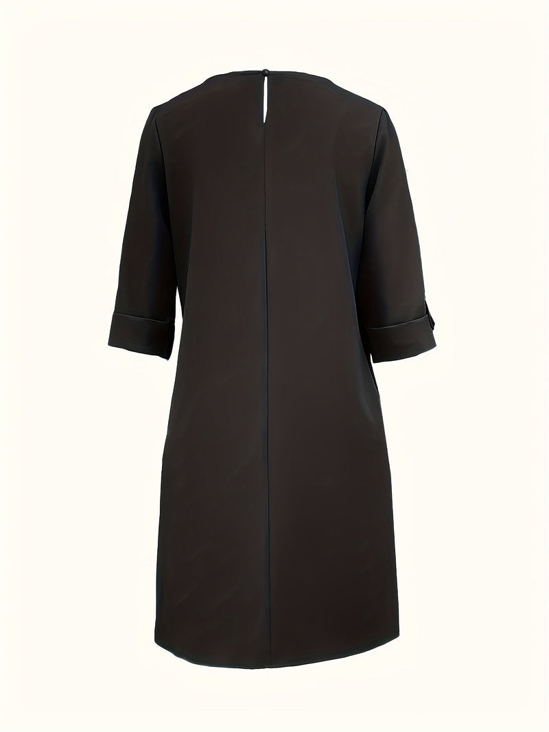 Chic women's round neck midi dress, offering ultimate comfort for casual, everyday, and summer occasions.