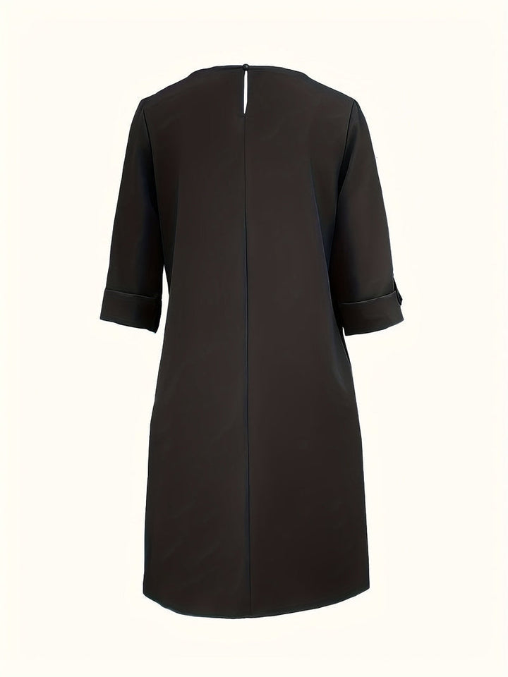 Chic women's round neck midi dress, offering ultimate comfort for casual, everyday, and summer occasions.