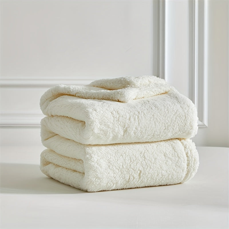 Cozy sherpa fleece throw, ideal for relaxing on the couch or adding extra warmth to any bedroom decor.