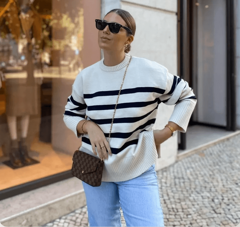 Women's Oversized Striped Knitted Jumper