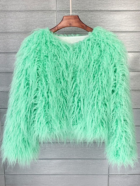 Elegant women's autumn jacket, also a warm winter coat. Stylish long-sleeve outerwear for cozy fashion.