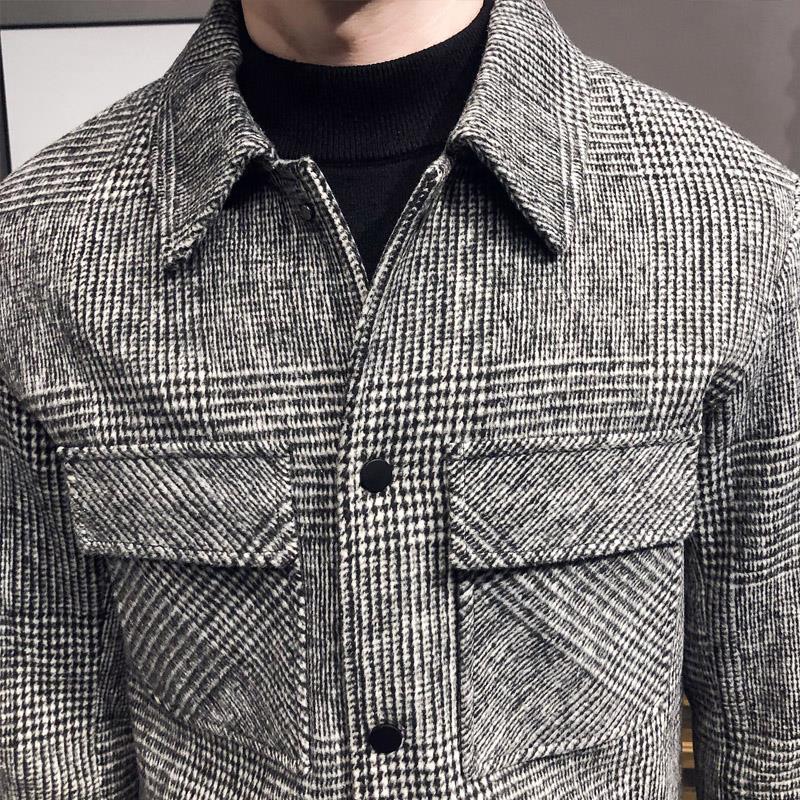 Classic men's plaid shirt jacket, a versatile piece for casual outfits and layering.