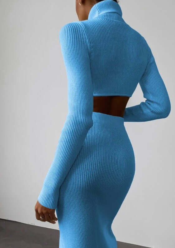 Women's Asymmetrical High-Neck Sweater Set