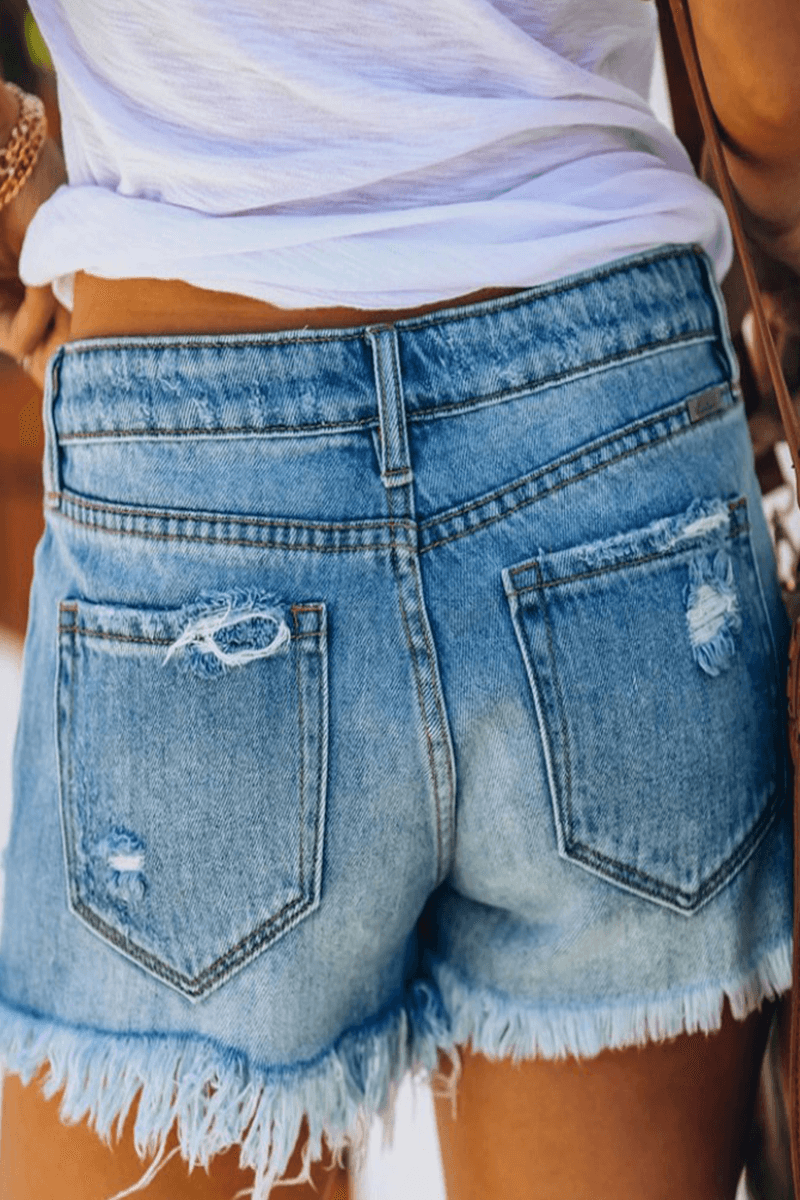 Women's High-Waisted Distressed Denim Shorts