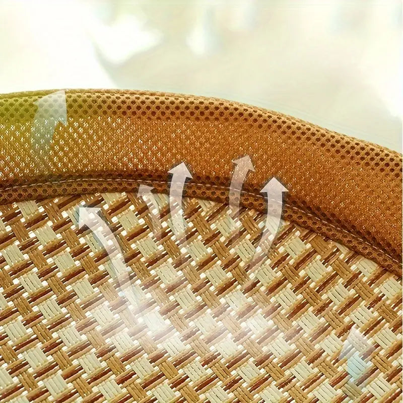 Stylish rattan cooling cat mat, a must-have summer pet accessory. Provides a comfortable, breezy resting spot.