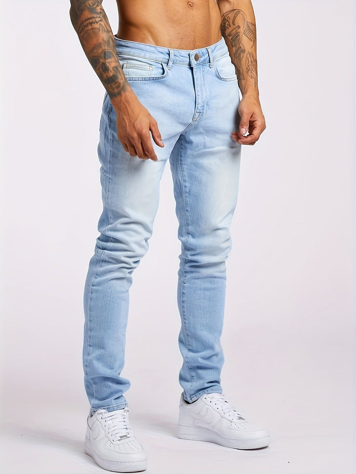 Modern slim fit men's casual jeans with flexible stretch, perfect for stylish everyday fashion.