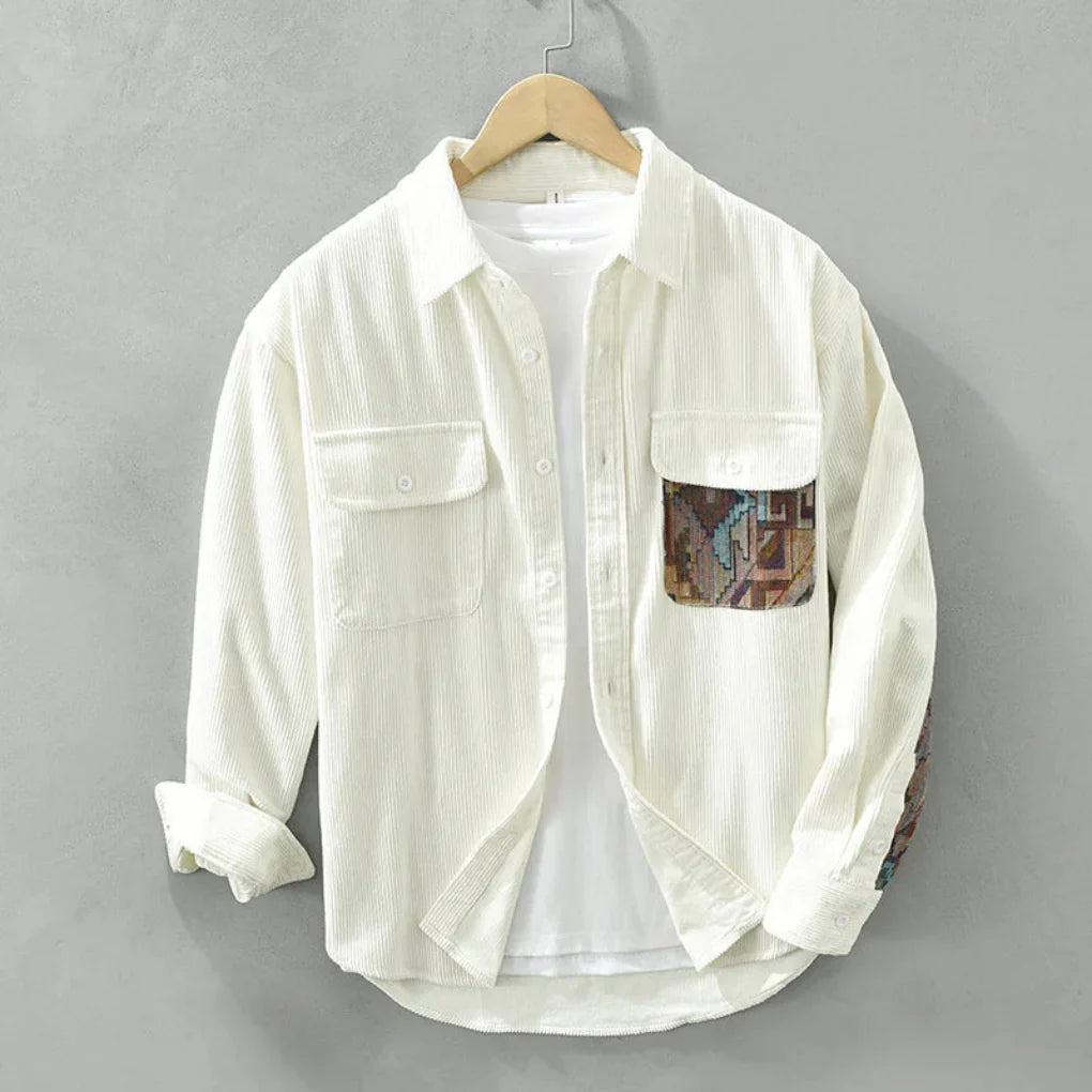 Man in a classic vintage long sleeve button-down shirt. Perfect for casual wear, office, or semi-formal events.