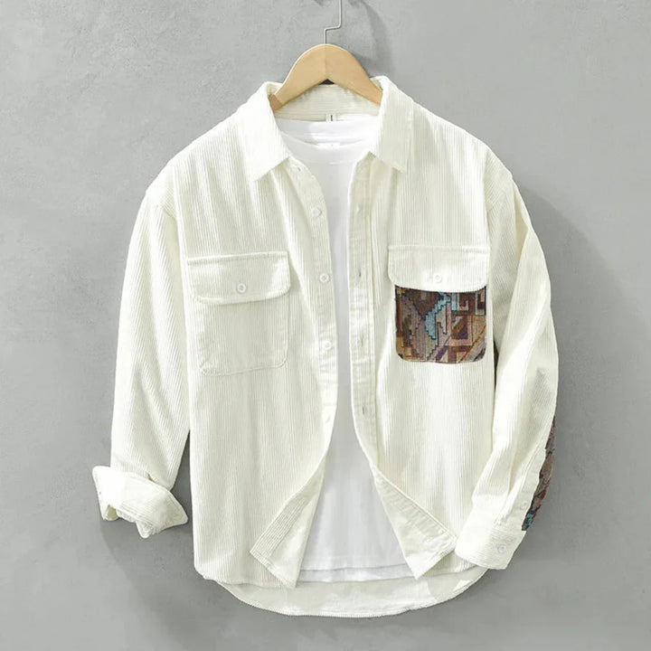 Man in a classic vintage long sleeve button-down shirt. Perfect for casual wear, office, or semi-formal events.