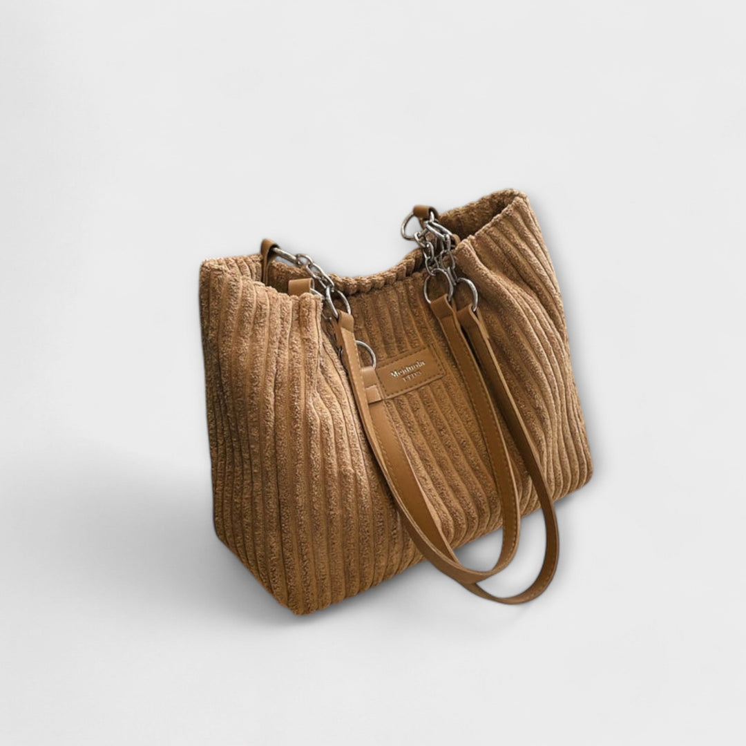 Spacious women's corduroy shoulder bag. Ideal casual everyday bag with a comfortable strap.