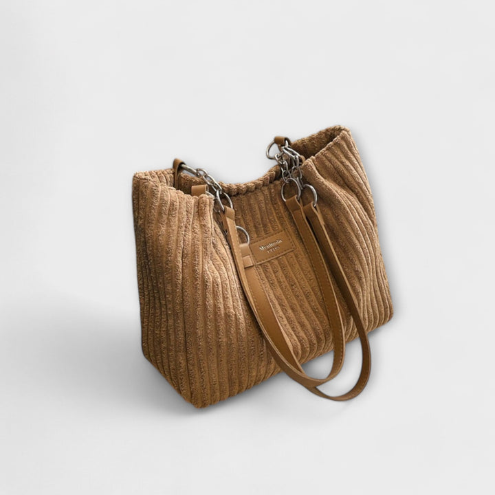 Spacious women's corduroy shoulder bag. Ideal casual everyday bag with a comfortable strap.