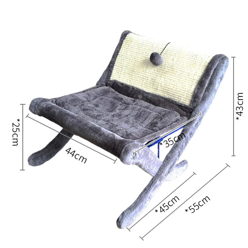Cat's ergonomic scratcher deckchair and lounger. Provides feline comfort and a scratching surface.