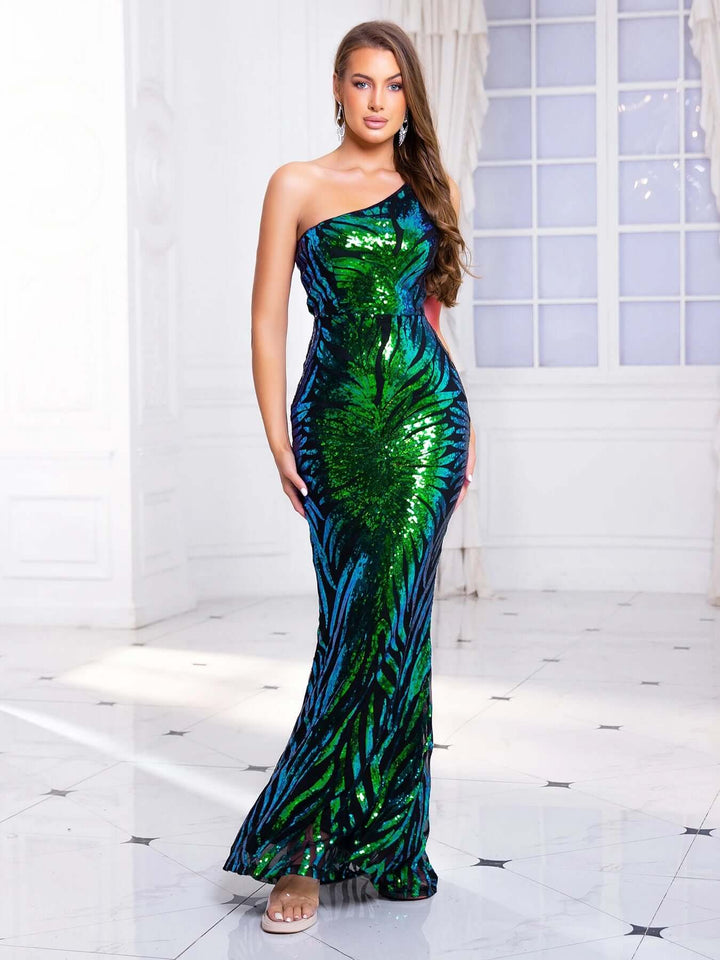 One-Shoulder Mermaid Evening Gown
