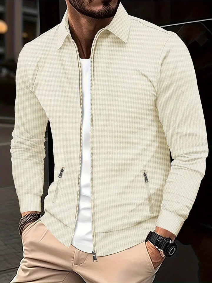 Men's stylish zip-up shirt in a smart casual long sleeve design, perfect for modern everyday comfort.