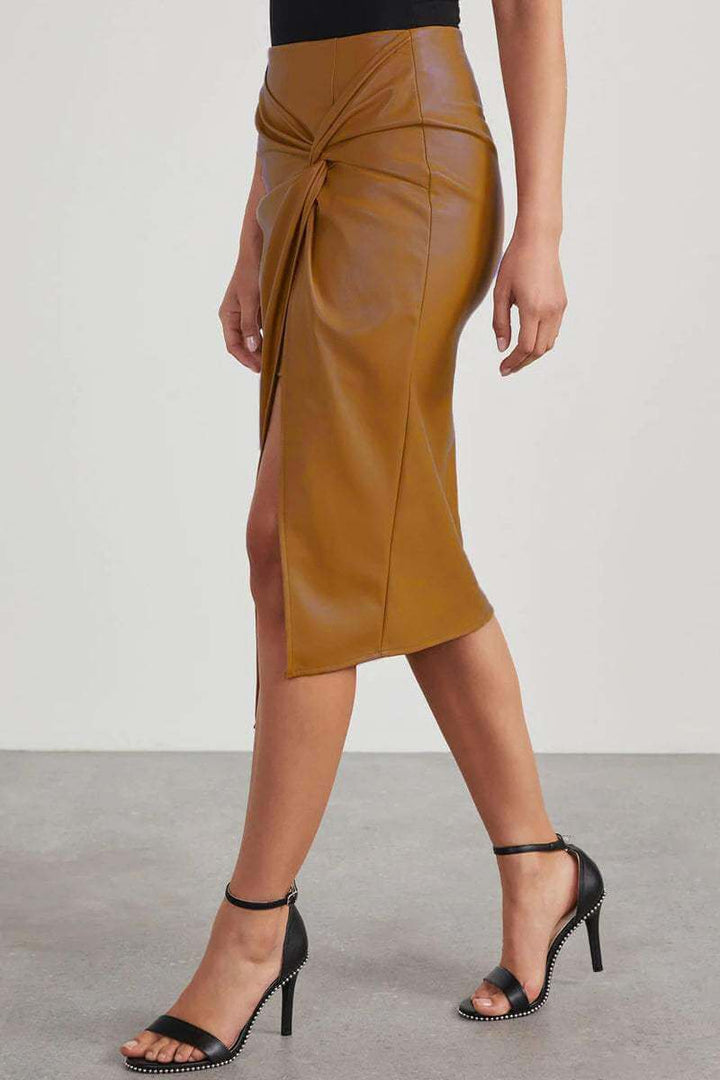 High-Waisted Pencil Skirt with Ruching