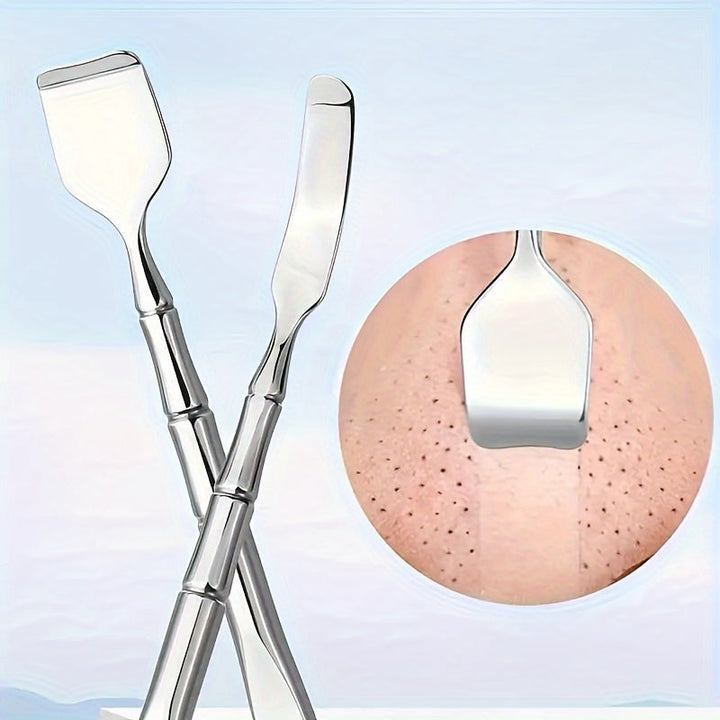 Achieve clear skin with this stainless steel facial tool for blackhead, acne, and blemish extraction.
