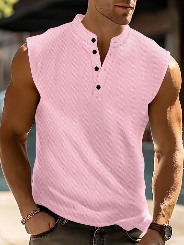 Men's breathable lightweight sleeveless t-shirt. Ideal for gym, sports, and warm weather comfort.