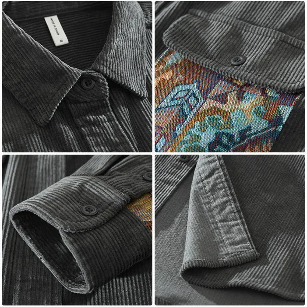 Stylish men's long sleeve shirt, vintage classic design. Perfect for modern retro fashion & everyday casual wear.